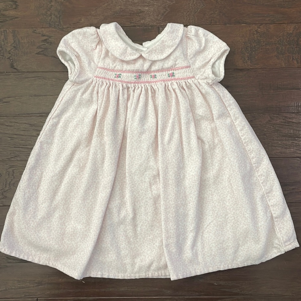 Girl Pink Floral Smocked Dress 12-18M